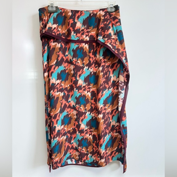 ULLA JOHNSON Danica Drapes Printed Crepe Midi Skirt - Picture 8 of 10